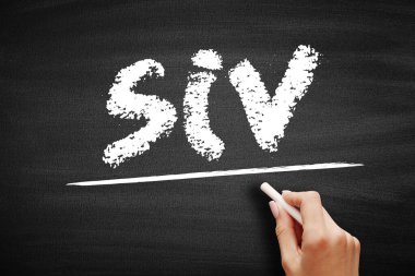 SIV Yapılandırılmış Yatırım Aracı - kredi yayılımı kazanmak için kurulmuş banka dışı finans kurumu, kara tahta üzerindeki kısaltma metni