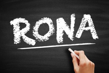 RONA Ağ Varlıklarına Dönüş - varlıkları hesaba katan bir şirketin mali performansının ölçümü, kara tahta üzerindeki kısaltma metni