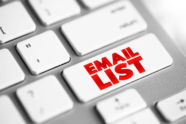 Email List Raccolta Indirizzi Mail Pulsante Testo Sulla Tastiera — Foto Stock