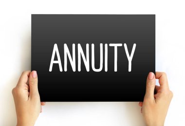 Annuity is a series of payments made at equal intervals, text concept on card clipart