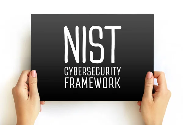 Nist网络安全框架 一套旨在帮助组织管理It安全风险的标准 指南和实践 卡片概念文本 — 图库照片#