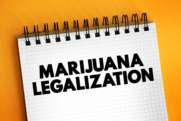 Text Legalizace Marihuany Poznámkovém Bloku Koncept Pozadí — Stock fotografie