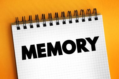 Bellek - bilgi almak, depolamak, tutmak ve daha sonra bilgi almak için kullanılan süreçler, not defterinde metin kavramı