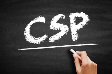 CSP Bulut Servis Sağlayıcı - bulut tabanlı platform, altyapı, uygulama ve depolama hizmetleri sunan üçüncü şahıs şirketi, kara tahtada kısaltma metni