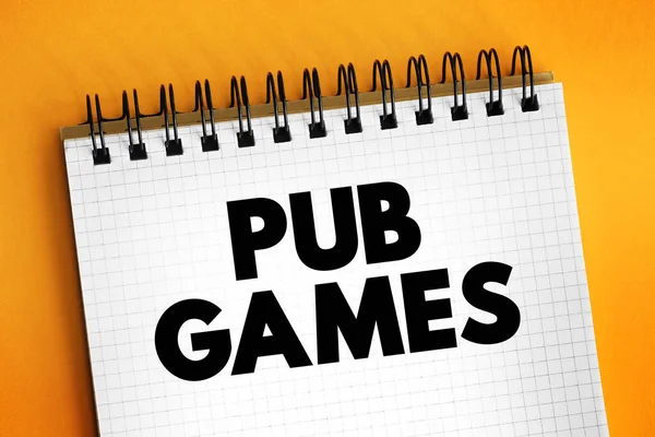 Pub games text on notepad, concept background