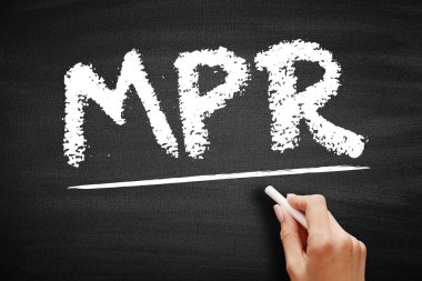 MPR - Aylık İlerleme Raporu, her proje için sağlanan aylık rapor, tahtadaki kısaltma metni anlamına gelir