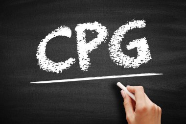 CPG Tüketici Paketlenmiş Mallar - müşterilerin sık sık kullandığı ve değiştirdiği mallar, karatahta kısaltma metni