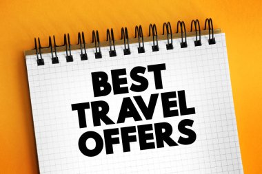 Not defterindeki En İyi Seyahat Teklif metni, konsept arkaplan