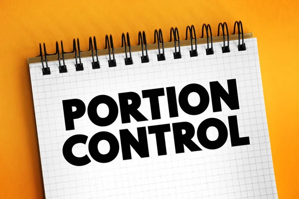 Control Porciones Elegir Una Cantidad Saludable Determinado Alimento Concepto Texto — Foto de Stock