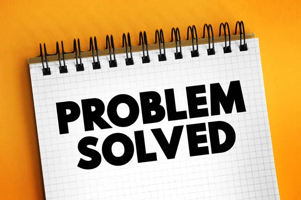 Problem Solved Text Notepad Concept Background — Stock Photo, Image