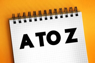 Not defteri üzerinde A 'dan Z' ye metin, kavram arkaplanı