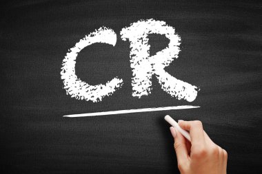 CR Değişiklik İsteği - bazı ürün veya sistemlerde resmi değişiklik önerisi, kara tahta üzerindeki kısaltma metni