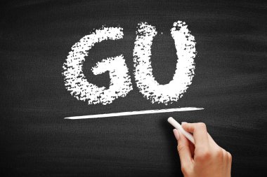 GU Genitourinary - idrar ve üreme organları, karatahta kısaltma metin kavramı anlamına gelir