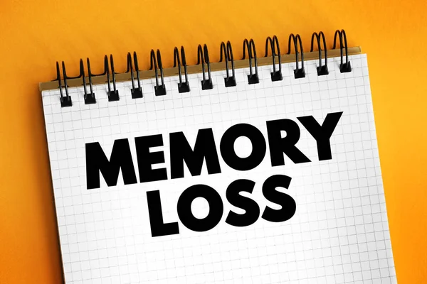 Memory Loss - amnesia is a deficit in memory caused by brain damage or disease, text concept on notepad