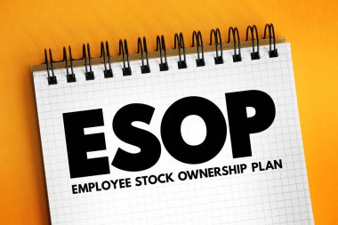 ESOP Personel Sahiplik Planı - işçilere şirkete mülkiyet faizi, not defterine kısaltma metni veren çalışan yardım planı