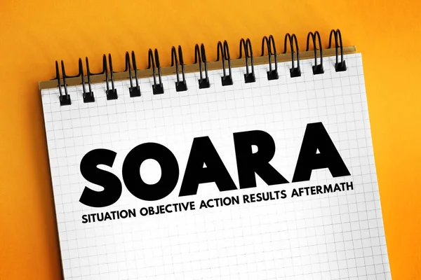 Soara 缩写是一种求职面试技巧 记事本上的概念 — 图库照片