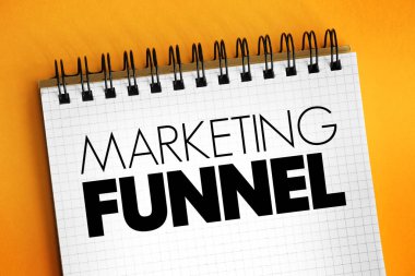 Pazarlama hunisi - iyi veya hizmet satın almaya yönelik teorik müşteri yolculuğunu gösteren tüketici odaklı pazarlama modeli, not defterindeki metin konsepti