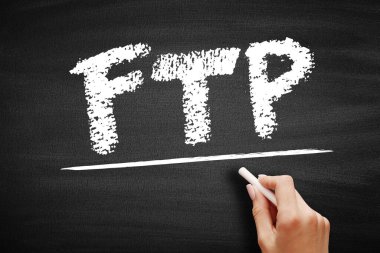 FTP Dosya Aktarım Protokolü - bilgisayar dosyalarının sunucudan bir istemciye aktarılması için kullanılan standart iletişim protokolü, karatahta kısaltma metni