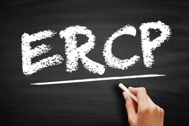 ERCP Endoskopik Retrograd CholangioPancreatography - karaciğer, safra kesesi, safra kanalları ve pankreas, karatahta kısaltma metni