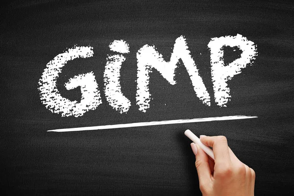 GIMP Gnu Resim Düzenleme Programı - karatahta resim düzenleme ve resim düzenleme, kısaltma metin konsepti için kullanılan özgür ve açık kaynak raster grafik düzenleyici