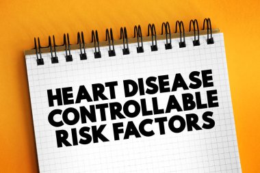 Kalp Hastalığı Kontrol Edilebilir Risk Faktörleri sunum ve raporlar için not defterine metin konsepti