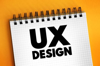 UX Tasarım - insan kullanıcıları ve ürünler veya web siteleri arasında kanıt temelli etkileşim tasarımları oluşturma süreci, dizüstü bilgisayarda metin kavramı