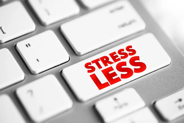 Stress Meno Pulsante Testo Sulla Tastiera Concetto Sfondo — Foto Stock