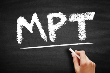 MPT Modern Portföy Teorisi - varlıkların bir portföyünü oluşturmak için matematiksel çerçeve, karatahta kısaltma metni