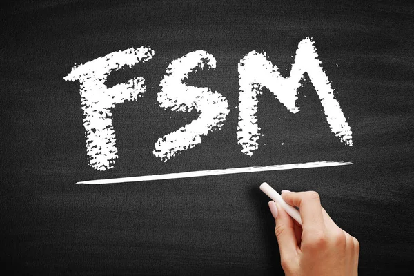 Fsmフィールドサービス管理 オフィスの外で実行される操作を整理し 最適化する手段 黒板の頭字語テキストコンセプト — ストック写真