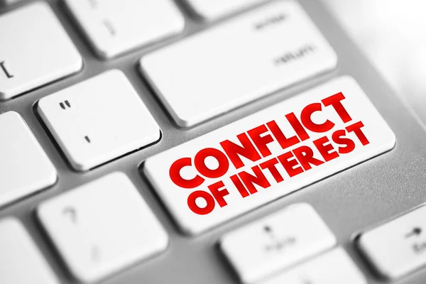 Conflicto Intereses Situación Que Una Persona Organización Está Involucrada Múltiples — Foto de Stock
