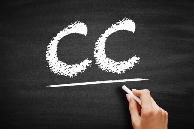 CC - Karbon Kopyası, ana adres, karatahta üzerindeki kısaltma metni dışında bir adrese gönderilen bir notun kopyasıdır