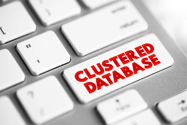 Cluster Database 実行中のデータベースサーバーの1つのインスタンスで管理されるデータベースのコレクション キーボードのテキストコンセプトボタン — ストック写真