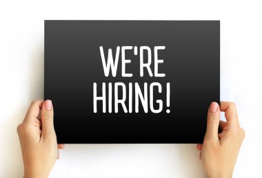 We're hiring text on card, concept background