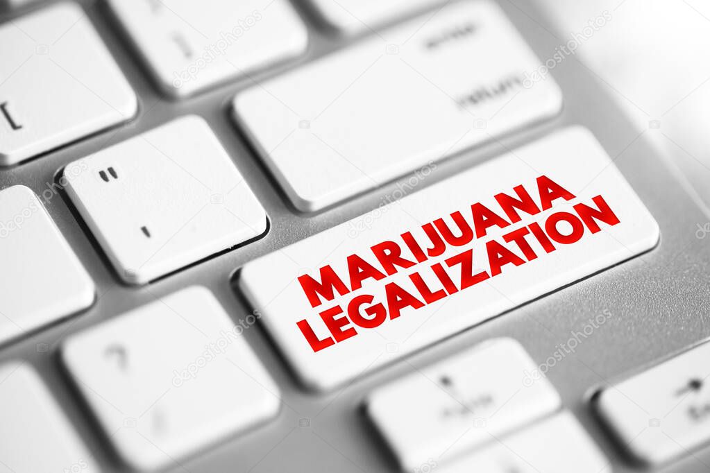 Marijuana Legalization text button on keyboard, concept background