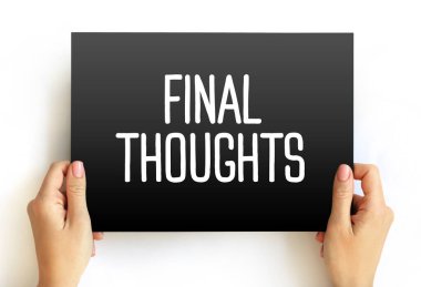 Final Thoughts text on card, concept background
