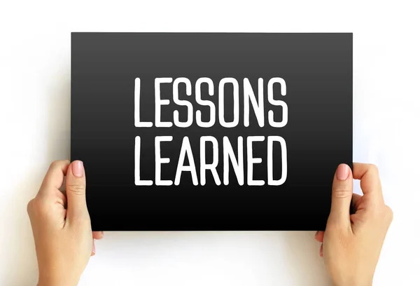 Lessons Learned Text Card Concept Background — Stock Photo, Image