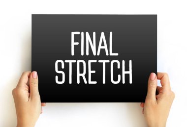 Final Stretch text on card, concept background
