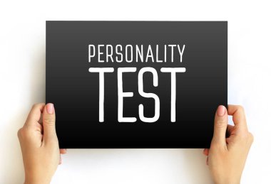 Personality Test text on card, concept background