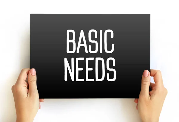 Basic Needs - one of the major approaches to the measurement of absolute poverty in developing countries, text concept on card