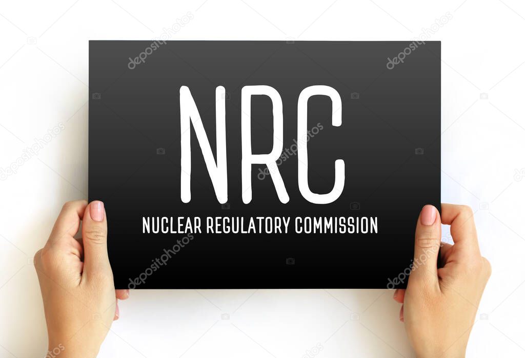 NRC - Nuclear Regulatory Commission acronym text on card, abbreviation concept background