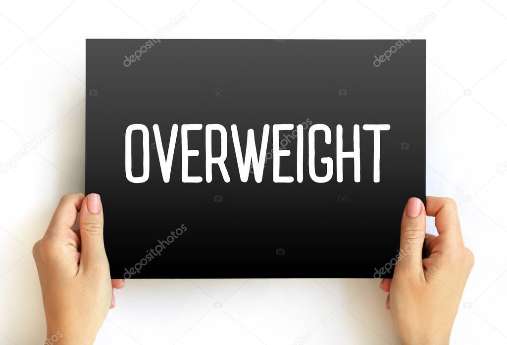 Overweight text on card, medical concept background