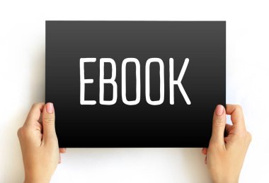 EBook - elektronik cihazlarda metin, resim, okunabilir, kart üzerinde metin konsepti içeren dijital formda yayınlanan bir kitap