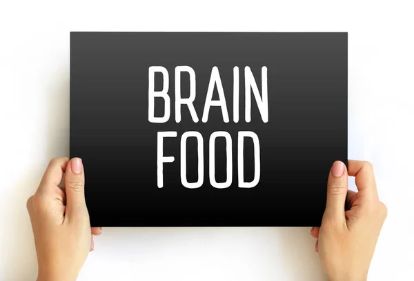 Brain Food - food believed to be beneficial to the brain, especially in increasing intellectual capabilities, text concept on card