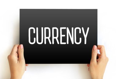 Kart üzerinde CURRENCY metin, kavram arkaplan
