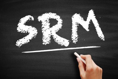 SRM Sürdürülebilirlik Risk Yönetimi - kar hedeflerini bir şirketin çevre politikalarıyla hizalayan iş stratejisi, karatahta kısaltma metni