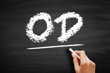 OD - Organizasyonel Geliştirme, karatahta örgütsel değişim, kısaltma kavramını etkileyen uygulamaların, sistemlerin ve tekniklerin çalışma ve uygulanmasıdır.