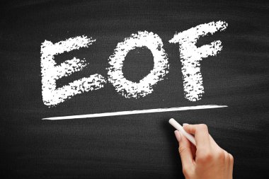 EOF - Dosyanın Sonu, bir bilgisayar işletim sisteminde veri kaynağı, kısaltma teknolojisi kavramından daha fazla veri okunamadığı bir durumdur.