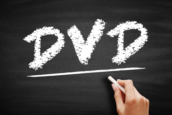 DVD - Digital Versatile Disk acronym, technology concept on blackboard