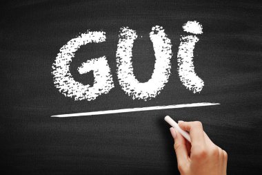 GUI - Grafiksel Kullanıcı Arayüzü, bir kullanıcının karatahta elektronik aygıtlarla, kısaltma teknolojisi konseptiyle etkileşime geçtiği bir arayüzdür