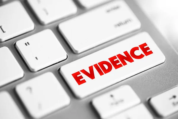 Evidence Text Concept Button Keyboard Presentations Reports — 스톡 사진